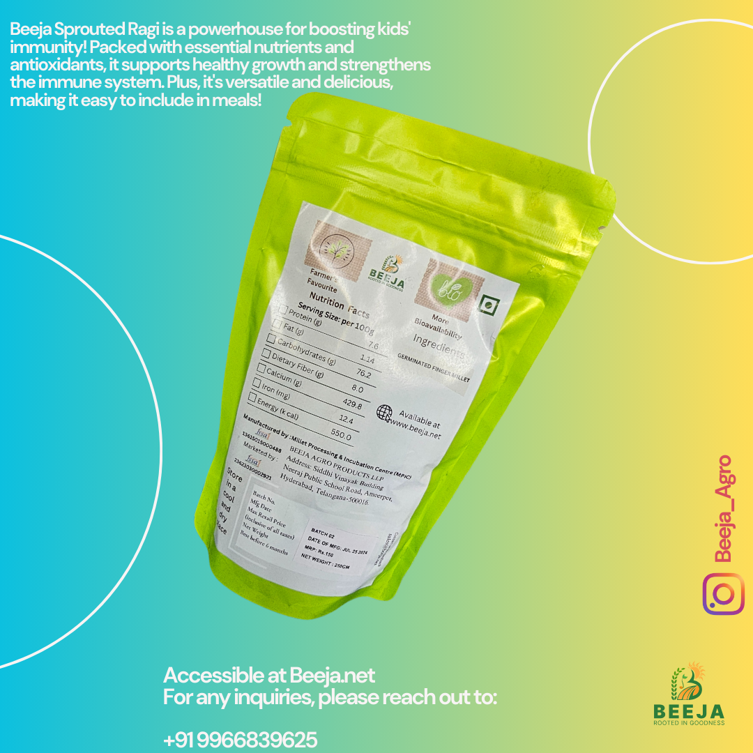 Beeja Agro Sprouted Ragi Powder (250 Grams)